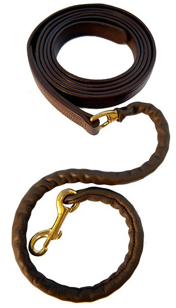 Leather Covered Chain Lead - 58430-LEA