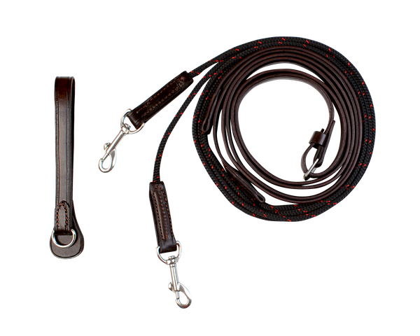 Leather Draw Reins with Rope - 8006-RP